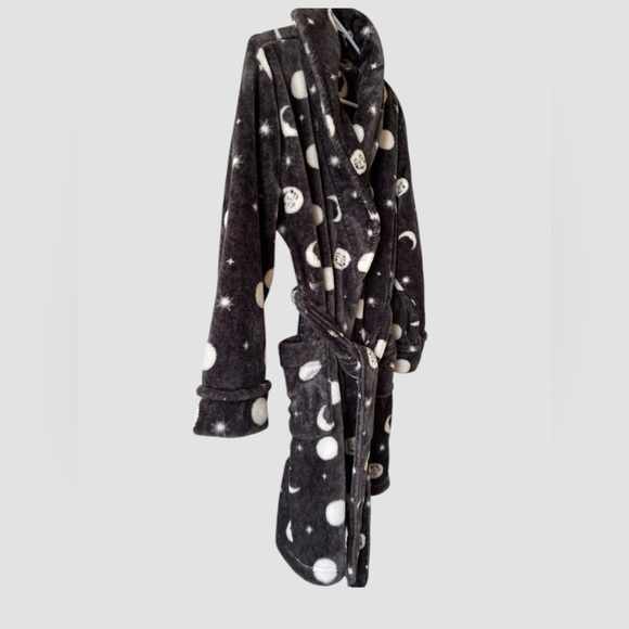 Sonoma Goods For Life Gray Celestial Bathrobe Soft Fleece Size Small Short Cozy - Picture 3 of 8